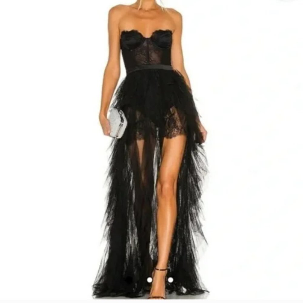 REVOLVE x For Love and Lemons Bustier Gown Black